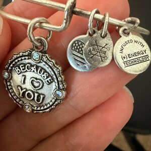 Alex and Ani Silver Charm Bracelet with Engraved Pendants